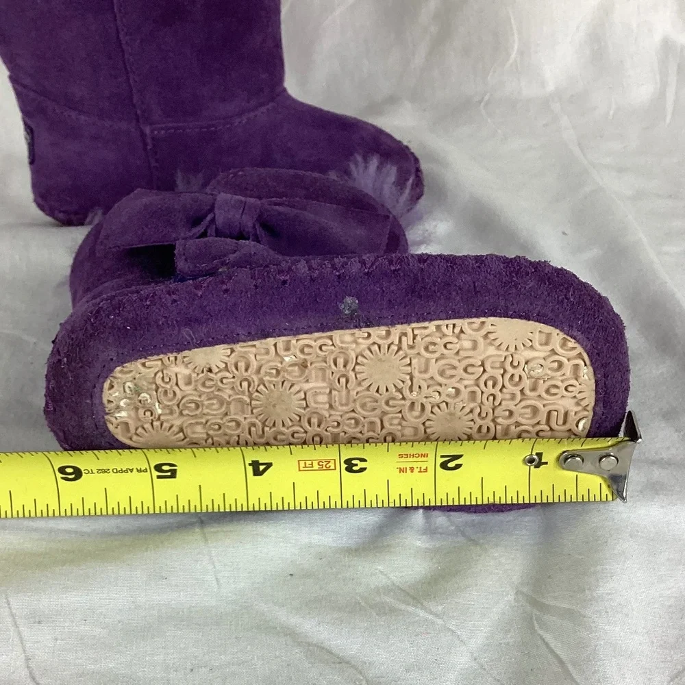 Ugg Suede Baby Toddler Hightop Boots Size 6 Faux Fur Purple